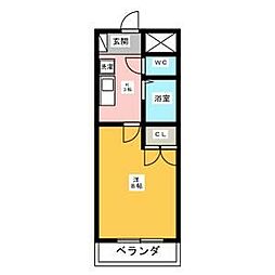 さくら八田 1Kの間取図画像