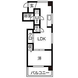 麦島第二ビル 1LDKの間取図画像