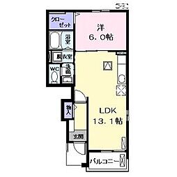 プレドパルク八家 1LDKの間取図画像