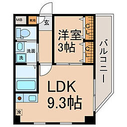 パークアベニュー東山 1LDKの間取図画像