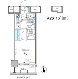GRANDESPOIR車道 1Kの間取図画像