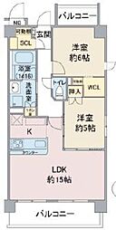 GlossyLifeFujigaoka 2LDKの間取図画像