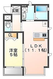 エストソレイユ 1LDKの間取図画像