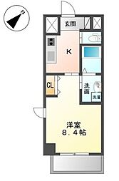 ブルーシャトー 1Kの間取図画像