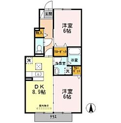 グランディールI 2DKの間取図画像
