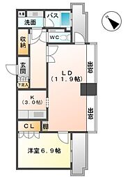 千種タワーヒルズ 1LDKの間取図画像