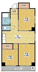 石坂ハイツ 3DKの間取図画像