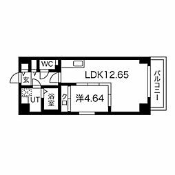 グランデューク松原クオーレ 1LDKの間取図画像