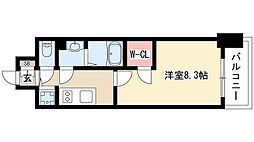 プレサンス栄ライズ 1Kの間取図画像