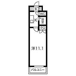 プログレッソ岩塚 1Kの間取図画像