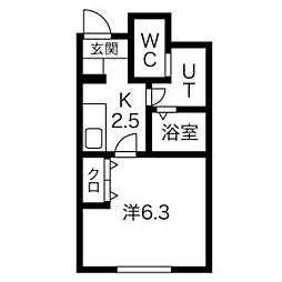 CHIKUSA-SIX 1Kの間取図画像