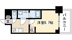 オーキッドレジデンス鶴舞 1Kの間取図画像
