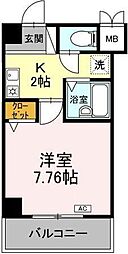 ラフィネ高峯 1Kの間取図画像