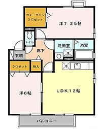 アプリエールガーデンB 2LDKの間取図画像