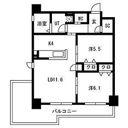グランテラス藤が丘 2LDKの間取図画像