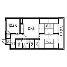 グリンハイツ 3DKの間取図画像