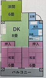 ララトップ本山B 2LDKの間取図画像