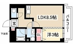 エポラール白壁 1LDKの間取図画像