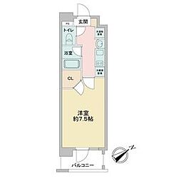 ベルファース川原通 1Kの間取図画像