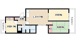UR都市機構アーバンドエル猪高台 3LDKの間取図画像
