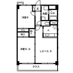 ラトゥール一社 2LDKの間取図画像