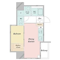 デュオフラッツ鶴舞 1DKの間取図画像