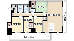 バンベール鶴舞 4LDKの間取図画像