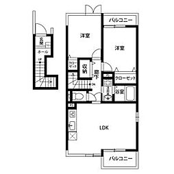 リーブル烏森1 2LDKの間取図画像