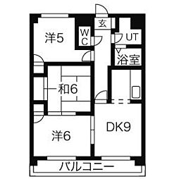 グローリーハイツ 3DKの間取図画像