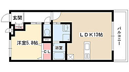 パークフロント香久山 1LDKの間取図画像