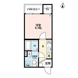 アヴニール金山 1Kの間取図画像