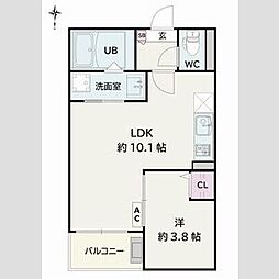 Jack sotoshinII 1LDKの間取図画像