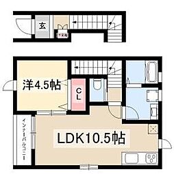 リーブルファイン日比津町1号棟 1LDKの間取図画像