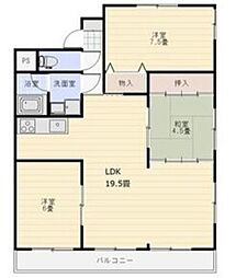 上原マンション 3LDKの間取図画像