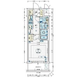 エステムコート名古屋新栄アクシス 1Kの間取図画像