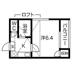 リバティー大須 1Kの間取図画像
