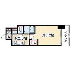 プレサンス鶴舞公園WEST 1Kの間取図画像