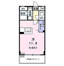 シューネス ワンルームの間取図画像