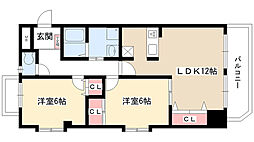 グレイスコート元郷 2LDKの間取図画像