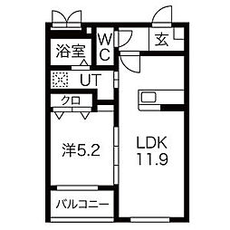 LaLaLa三幸 1LDKの間取図画像