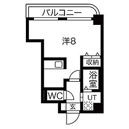 WILL鶴舞 1Kの間取図画像