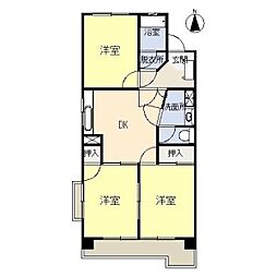 サンビューマンション中京 3DKの間取図画像