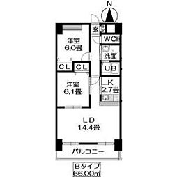 グランリーオ 2LDKの間取図画像