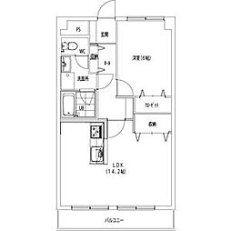 キャッスル・メイ植田 1LDKの間取図画像