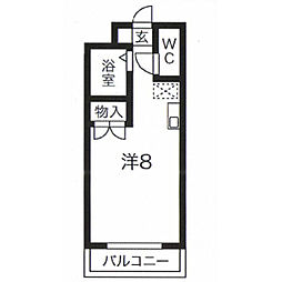 ホーメストつるまい ワンルームの間取図画像