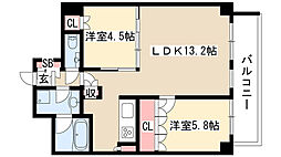 プラウドタワー覚王山 2LDKの間取図画像