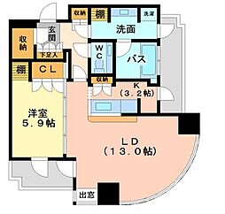 千種タワーヒルズ 1LDKの間取図画像