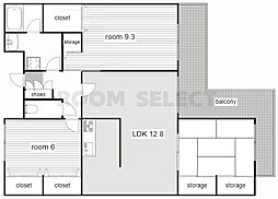 タウン唐山F棟 2LDKの間取図画像