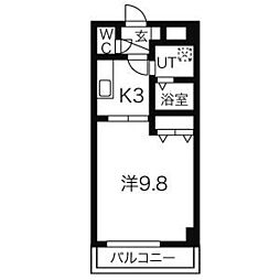 グリーン春里 1Kの間取図画像