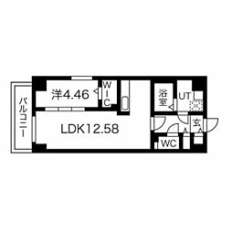 グランデューク松原クオーレ 1LDKの間取図画像
